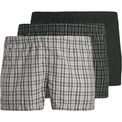 Afbeelding van Jack &amp; Jones Heren Wijde Boxershorts Geweven Katoen JACMILANO 3 Pack Zwart/Grijs Maat 2XL