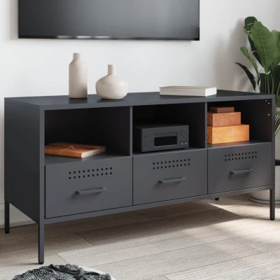 Afbeelding van Tv meubel 100,5x39x50,5 cm koudgewalst staal antracietkleurig