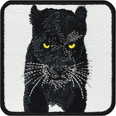 Afbeelding van patch om op te strijken Black Panther met borduurwerk voor wilde dierenliefhebbers Beschermende badge van de natuur 75 x mm