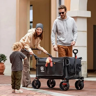Afbeelding van EVER ADVANCED opvouwbare strandwagen, XXL, 225 liter tot 150 kg, met rem en dak, 20 x 8 cm breed, voor camping, strand, winkelen, dieren