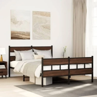 Afbeelding van vidaXL Bedframe met hoofdbord en voetbord zonder matras 137x190 cm