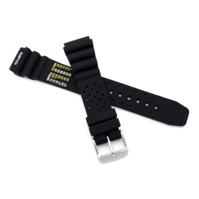Afbeelding van Professionele rubberen siliconen horlogeband 18 mm, 20 22 24 blauwe en zwarte gesp