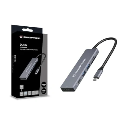 Afbeelding van Conceptronic DONN23G laptop dock &amp; poortreplicator Bedraad USB 3.2 Gen 1 (3.1 1) Type C Grijs