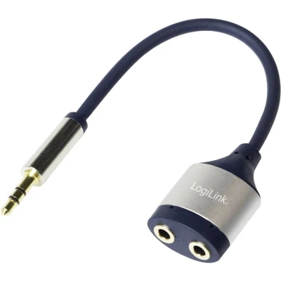 Afbeelding van LogiLink CA1100 Jackplug Audio Adapter [1x male 3,5 mm 2x female mm] Zwart
