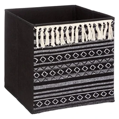 Afbeelding van Decoratieve Mand Five Etnic Met franjes 31 x cm Zwart Polyester Plastic