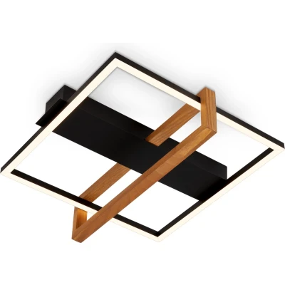 Afbeelding van BRILONER Plafondlamp 3775015 Warm wit 3000K Houttoepassing 12W 1400 lm 35 x 33 11 cm Zwart hout