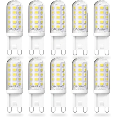 Afbeelding van Bonlux 10 stuks G9 led lampen, koud wit, 6000 K, 4 W, vervangt 40 W halogeenlampen, GU9 fitting, niet dimbaar, geen flikkeren, stralingshoek 360 graden, AC220 240 V
