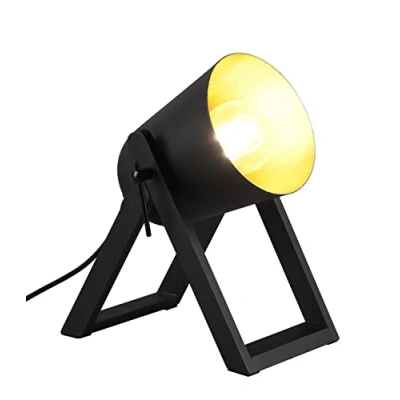 Afbeelding van Reality LED Tafellamp Tafelverlichting E27 Fitting Rond Zwart/Goud Hout