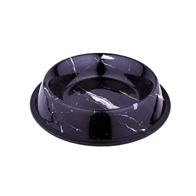 Afbeelding van Duvoplus Drinkbak Hond Eetkom Deco Fix Marble Look 150ml Xs 15,5x15,5x3cm Zwart 1st