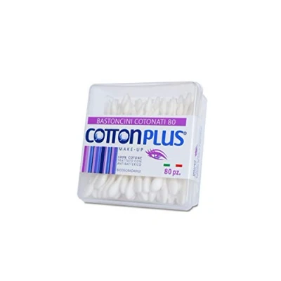 Afbeelding van Cotton Plus 80 stuks katoenen make up sticks 2 verschillende koppen, twee functies.