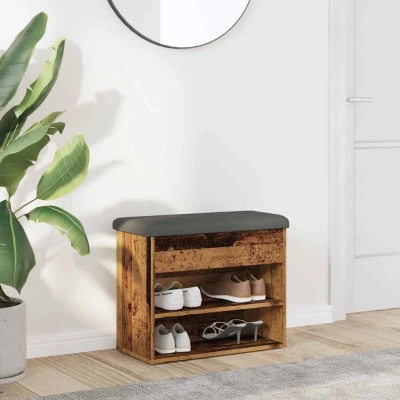 Afbeelding van vidaXL Schoenenbank 62x32x50 cm bewerkt hout oud houtkleurig