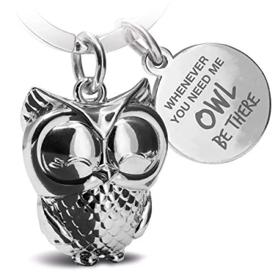 Afbeelding van FABACH Uil sleutelhanger met gravure mooie vriendschap en geluksliefde van metaal voor vrouwen be there for you, zilver.