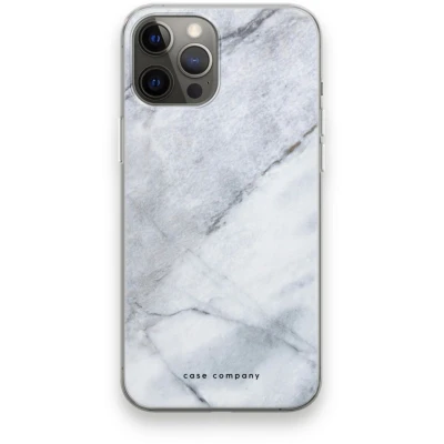 Afbeelding van Case Company® hoesje geschikt voor iPhone 12 Pro Max Witte marmer Soft Cover Telefoonhoesje Bescherming aan alle Kanten en Schermrand