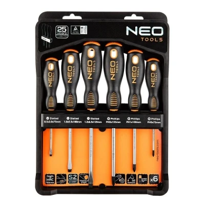 Afbeelding van NEO TOOLS 04 213 Boutuitdraaierset 6 0.5 x 3.0 75mm, 1.0 5.5 100mm, 1.2 6.5 125mm, PH2 PH1 PH0 75mm