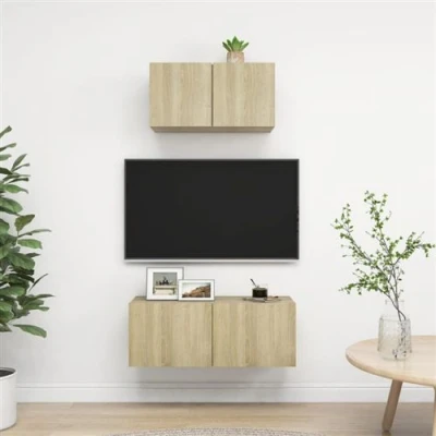 Afbeelding van vidaXL 2 delige Tv meubelset bewerkt hout sonoma eikenkleurig