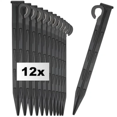Afbeelding van COM FOUR® 12 x vloerspijkers van kunststof, duurzame en uv bestendige grondanker voor camping, tuin, strand, haringen buiten