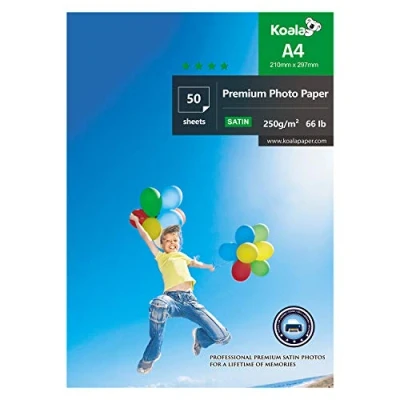 Afbeelding van KOALA 50 vellen zijdemat fotopapier met harscoating voor Canon HP Epson inkjetprinters 297 x 210 mm 250 g/m²