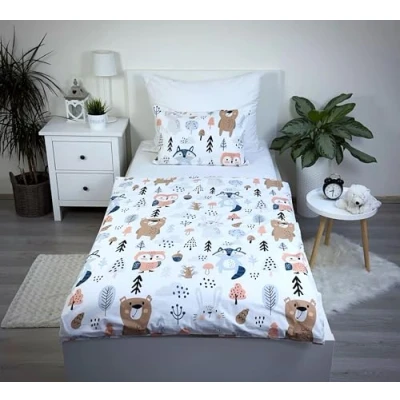 Afbeelding van Theonoi Complete kinderbeddengoedset, dekbedovertrek 100 x 135 cm en kussensloop 40 60 cm, katoen, Oeko Tex Standard gecertificeerd, voor jongens meisjes (bosdieren)
