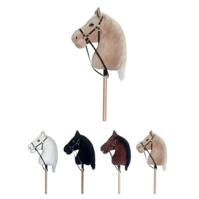 Afbeelding van RL24 Hobby Horse IRHFree Spirit van Imperial Riding pluche speelpaard met houten stok en korte manen stokpaard zonder handgrepen wielen beige