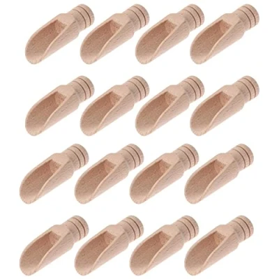 Afbeelding van HAOBIN 16 Stuks Mini Houten Lepel Kleine Zout Schop Lepels Kruidenschep Bad Voor Thee Koffie