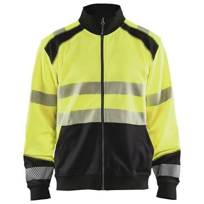 Image de Sweat zippé haute visibilité jaune fluorescent/noir