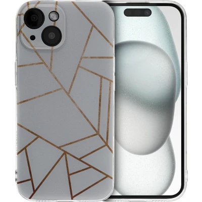 Afbeelding van iMoshion hoesje Geschikt voor iPhone 15 Siliconen Design Meerkleurig / White Graphic