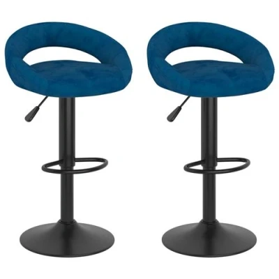 Afbeelding van vidaXL Barkrukken 2 st fluweel blauw