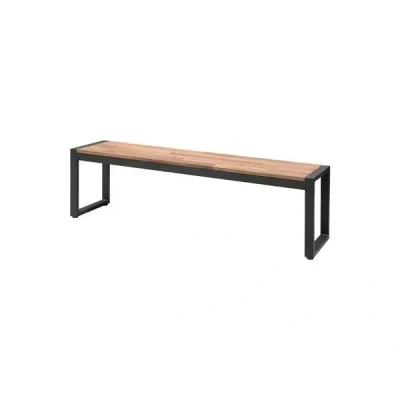 Afbeelding van Bolero stalen en acaciahouten industriële banken 160cm (2 stuks)