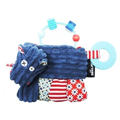 Afbeelding van Les Deglingos Activiteitenrammelaar Nijlpaard 22 Cm Blauw