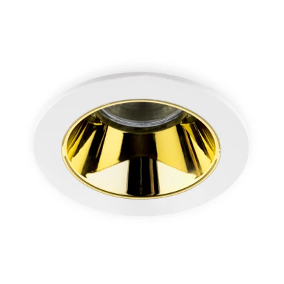 Afbeelding van Inbouwspot Rond, Kantelbaar, Ø85mm, Wit / Goud GU5.3 MR16 Fitting (12V) Standaard
