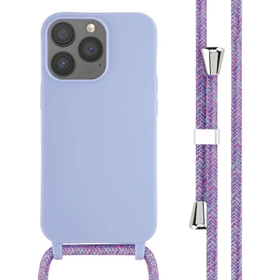 Afbeelding van iMoshion hoesje Geschikt voor iPhone 13 Pro met koord Siliconen Paars