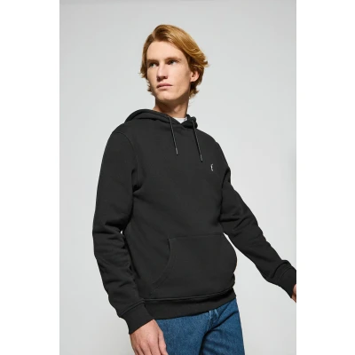 Afbeelding van Polo Club Heren Zwarte Hoodie Met Buidelzak En Geborduurd Rigby Go Logo L