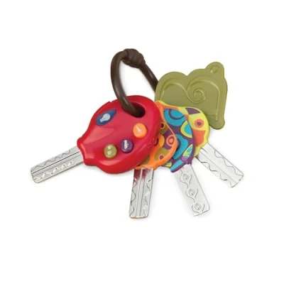 Afbeelding van B Toys BX1941Z LucKeys sleutelhanger met 4 gestructureerde sleutels, voor baby&#039;s en kinderen, zaklamp auto geluid, 10 maanden