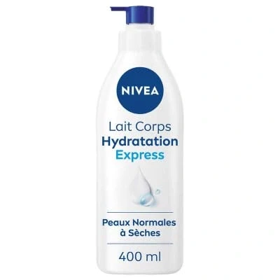 Image de NIVEA Lait corps Hydratation Express 72h (1 x 400 ml) — hydratant à l&#039;Acide Hyaluronique pur Soin pour le rapide Sérum nourrissant peaux normales