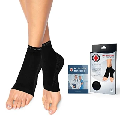 Afbeelding van Met koper verstuikte enkelbrace, ontworpen door artsen sportenkelband voor heren en dames enkelbrace ter verlichting gegarandeerd verstuiking, hielondersteuning [paar, zwart, maat S]