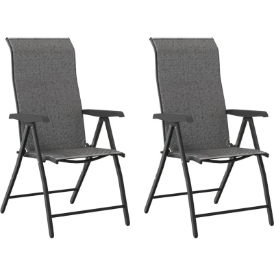 Afbeelding van Tuinstoelen 2 st inklapbaar poly rattan grijs