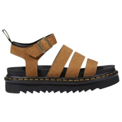 Afbeelding van Dr. Martens Blaire Sandalen met plateauzool, Dames, Maat: 36, Desert brown tumbled nubuck Veloursleer