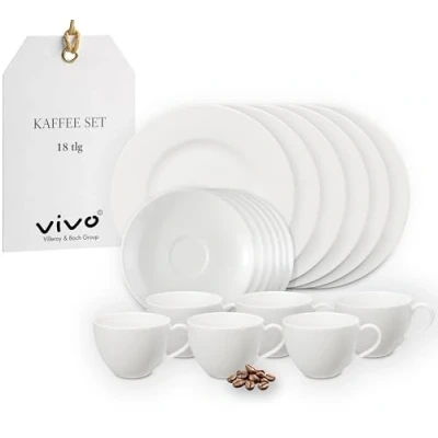 Afbeelding van Villeroy &amp; Boch vivo by Group Basic White koffieservies, 18 delig, hoogwaardige porselein, wit