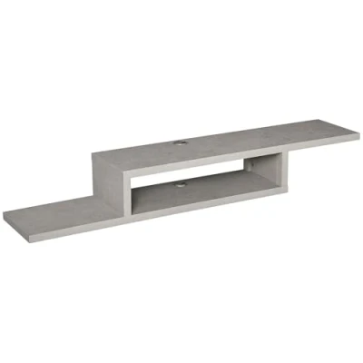 Afbeelding van HOMCOM tv kast, wandmontage, zwevend, hangende houder, zwevend wandrek, nis, doorvoer, grijs
