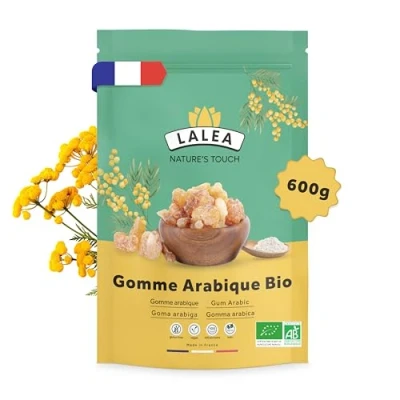 Afbeelding van biologische Arabische gompoeder, acaciagompoeder 600 g, veganistisch en keto, glutenvrij, 90% voedingsvezels