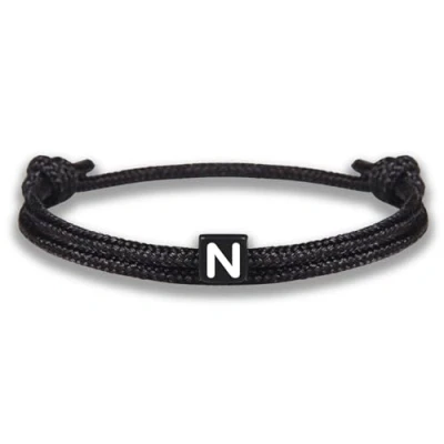 Afbeelding van GD GOOD.designs EST. 2015 touw armband met letters, zwarte vriendschapsarmband, verstelbaar, 0 24 cm, perfect cadeau voor koppels, Polyester