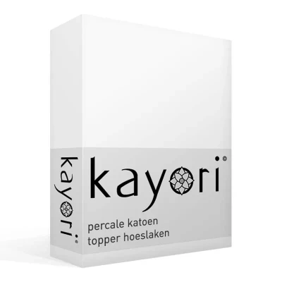 Afbeelding van Kayori Shizu perkal topper hoeslaken wit 160/200 2 persoons (Kleur: Wit)