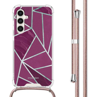 Afbeelding van iMoshion Hoesje Geschikt voor Samsung Galaxy S23 FE met Koord Design Meerkleurig / Bordeaux Graphic