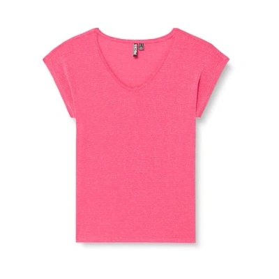 Image de PIECES T shirt Pcbillo lurex Stripes Noos pour femme, Violet beetroot/détail : doré, S