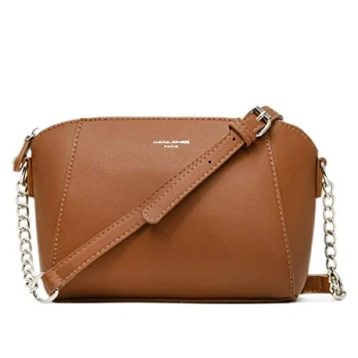 Afbeelding van David Jones Kleine Schoudertas Vrouwen Trapeze Ketting Handtas Gedragen Schouder PU Leer Tas gekruiste Avond Koppeling Mode Werk Winkelen Elegant Trendy Chic, Bruine Kameel