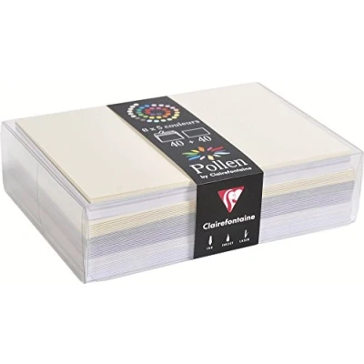 Image de Pollen Lot de 5 Coffret 40 enveloppes 114x162 + cartes 110x155 Mariage(5 couleurs)