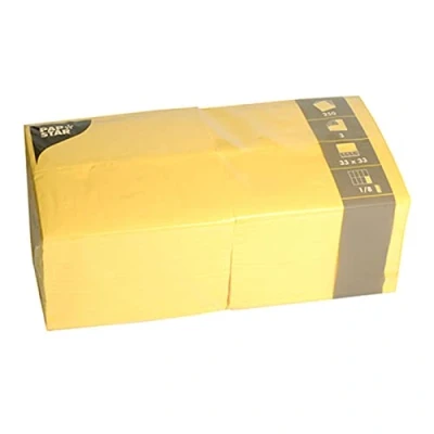 Afbeelding van Papstar 84580 papieren servetten, 3 laags, 1/8 gevouwen, 33 x cm, geel, 250 stuks