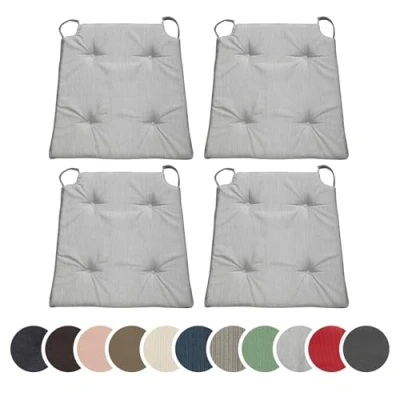 Afbeelding van Sleepling 196502 Set van 4 stoelkussens, zitkussen, voor binnen en buiten, 100% microvezel, made in EU, maten: 42 (voor) 35 (achter) x 40 5 cm, lichtgrijs