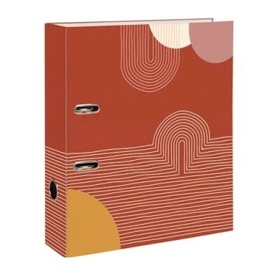 Afbeelding van Clairefontaine 116074C een map met hendel van karton in warme kleuren en geometrische vormen rug 70 mm A4 Maxi Home Office collectie terracotta