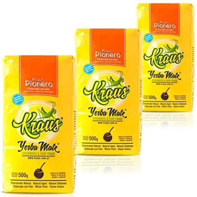 Image de 🌿Yerba Maté Kraus Pionero Suave 1.5 kg + échantillon cadeau (40g):🧉Riche en antioxydants et vitamines, accélère le métabolisme, sans sucre!